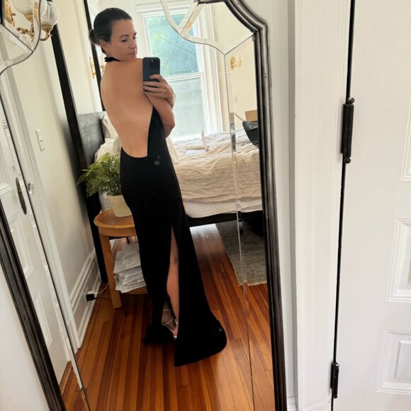 MATICEVSKI - Black asymmetric bead-embellished twill halterneck gown - NWT - Picture 8 of 10